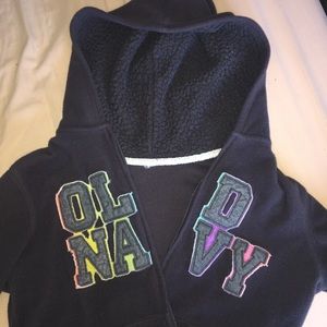 Girls Old Navy Gray Fleece Lined Hoodie Jacket